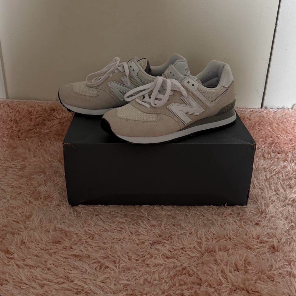 New Balance 574 Core white. Men’s size 8 fits a women’s size 9.5